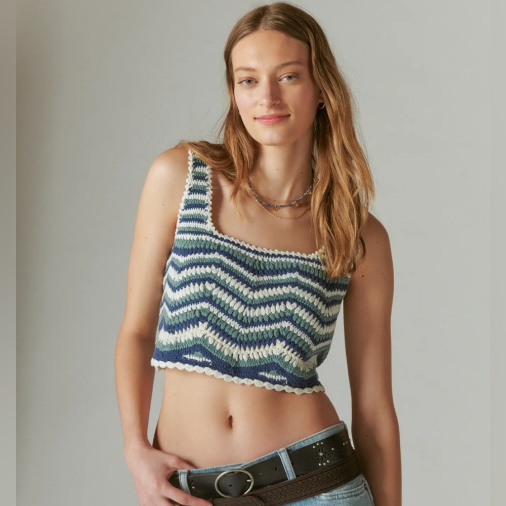Lucky Brand Crochet Zig Zag Tank Size XS